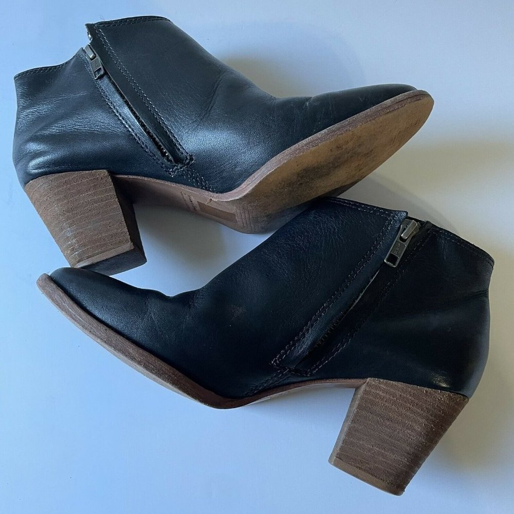 MADEWELL The Billie Boot Bootie Ankle Boot Black Leather Stacked Heel Size 8 - Picture 4 of 12